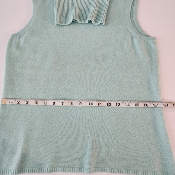 Women's Chadwick's Cyan Cashmere Sleeveless Turtleneck Size Large - Picture 9 of 11
